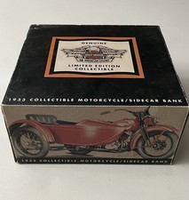 Harley Davidson 1933 Sidecar Bank per moto da collezione, scala 1/12, rosso