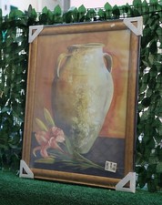 cornice 60x8O con stampa fiori e vaso antico