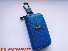 Portachiavi in Ecopelle AZZURRO Logo Cromato Vespa 