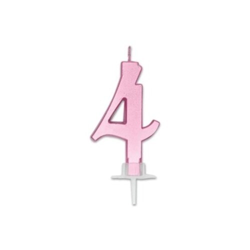 Candelina numero rosa metal - numero, 4