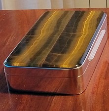 Cofanetto   Portagioie Box Argento 800  Con Pietra Occhio Di Tigre