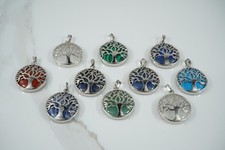 Ciondolo protezione amuleto pendente Albero della Vita pietra cristallo gioiello