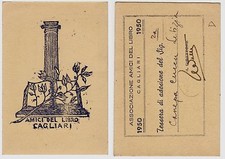 #CAGLIARI: TESSERA XILOGRAFATA DI MARRAS- ASSOC. "AMICI DEL LIBRO" 1950