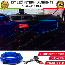 KIT LED INTERNI LUCE AMBIENTE FIBRA OTTICA BLU 5 M METRI PER FIAT PANDA 3 SERIE