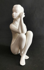 Statuetta Erotico Goebel Porcellana Figura Donna Nudo Circa 1950 H. 27cm