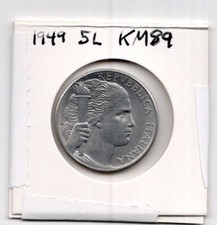 1949 Italy 5 Lire Coin KM 89