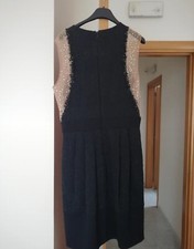 tubino nero elegante VDP con strass damascato taglia 48 puro cotone