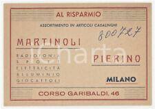 1950 ca MILANO Negozio Pierino MARTINOLI Articoli casalinghi - Biglietto 12x8 cm