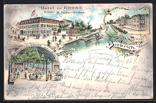 Litografia biebrich rhein - litografia, a.