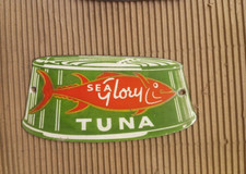 PORCELAIN TUNA ENAMEL SIGN 8X5