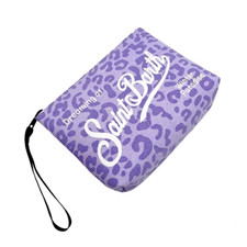 Borsa borsetta estiva saint barth pochette tela leopardata viola fatta a mano