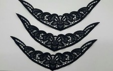 2502) N.3 Applicazioni decori in macramè nero dimensioni cm 4,5x24 cad.