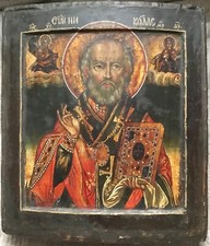ALTA EPOCA Antica icona russa San Nicola Russian icon ikone