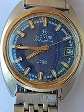 OROLOGIO HORUS CALENDAR MECHANICAL 17 RUBIS INCABLOC ANTIMAGNETIC BLUE DIAL...