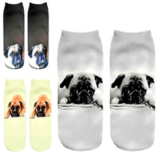 3x Calzini fantasmini da donna bambino corti in cotone con stampa cani 3d estivi