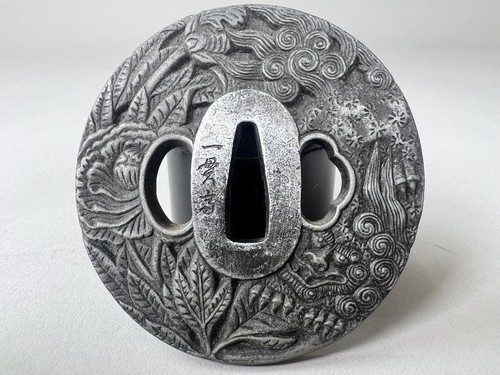 Tsuba giapponese ferro leone