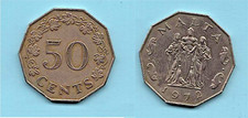 Malta 50 cent 1972 buona conservazione COPPER-NICKEL - ASSEDIO Monumento RARA