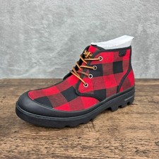 Stivali Polo Ralph Lauren Umar Buffalo Plaid 9,5 Nero Rosso Caviglia Robusti Lacci Nuovi