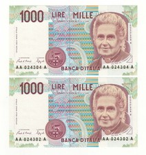 1000 LIRE MONTESSORI  PRIMA SERIE TRIPLA LETTERA  A. AAA   EMISSIONE 1995 FDS