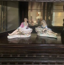 Pair Meissen Figural Sweetmeat
