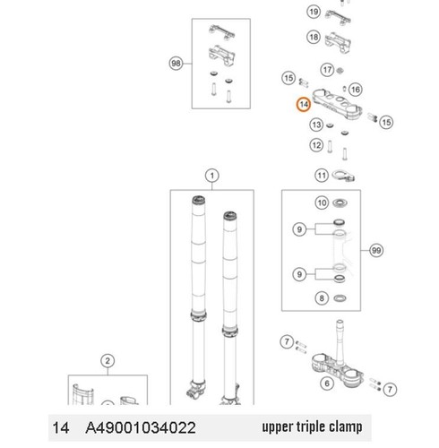 Piastra sterzo superiore ktm - piastra,