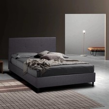 Letto francese 1 piazza e mezza in tessuto con rete testiera 120x190 Lausanne