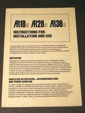 altoparlanti AR18s-AR28s-AR38s loudspeakers installation guide - manuale utente