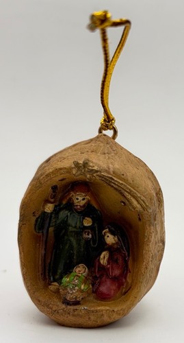Piccola natività presepe - piccola, noce