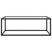 Tavolino da Salotto Nero con Vetro Temperato 100x50x35 cm