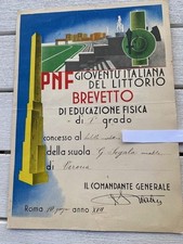 DIPLOMA Fascismo PNF GIOVENTU