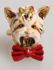 DOLCE & GABBANA Anello Oro Ottone Resina Beige Accessorio per Cani Animali Domestici US6/EU51/S 310usd