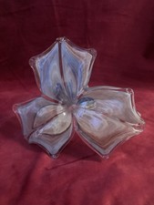 Fiore in vetro soffiato a mano di Murano ~ gambo a spirale ~ in blu e rosa ~ 3 petali grandi