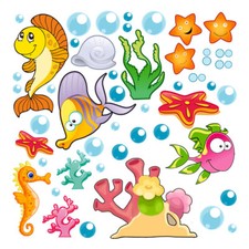 Coralli cavaluccio marino pesci adesivi murali cameretta wal sticker cm. 35x35