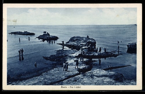 Anzio fra ruderi cartolina - anzio,, i