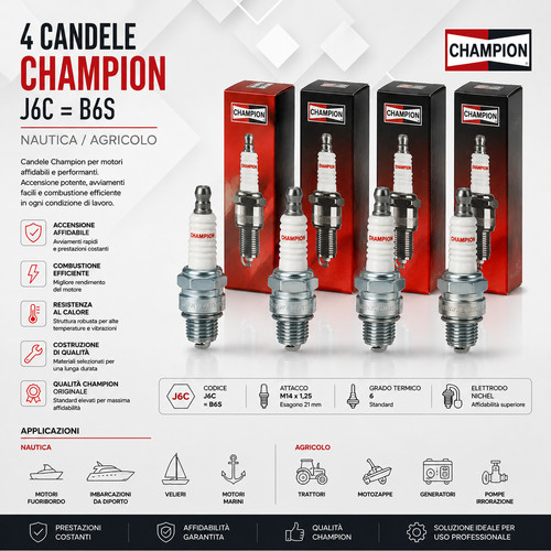 Kit candele champion j6c 823 - kit,