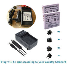 TWO(2) DB-L20 DBL20 Li-Ion Battery Pack for Sanyo Camera +Car/Home Charger Kits