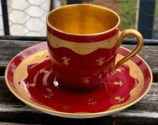 Bellissima cassa moka Rosenthal Art Nouveau Art Deco in rosso con oro