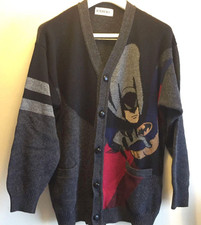 Cardigan ICEBERG Batman grigio lana vergine usato raro da collezione dal Giappone