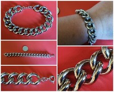 Bracciale VINTAGE '80 catena ROBUSTA metallo color argento RETRÒ unisex INOX 