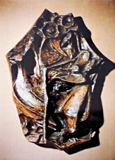 Paolo Manzari - "Tra fiori e colombe" - bassorilievo gesso 50 x 65 - anno 1965
