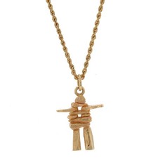 Oro Giallo Inukshuk Ciondolo