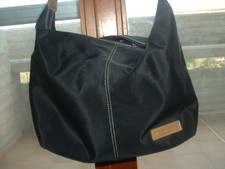 Samsonite shoulder bag borsa grande tela nera inserti pelle marrone- nuova