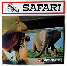 3x VIEW MASTER MULINELLO 3D ⭐ SAFARI ⭐ Coperchio triplo! Zebra Leone Stereo Dischi