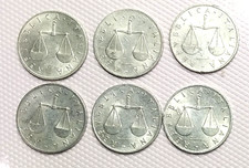 LOTTO MONETE REPUBBLICA ITALIANA 1 LIRA CORNUCOPIA 1955 - MB / BB - 6 PEZZI