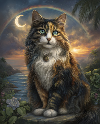 Stampa gatto pelo lungo occhi
