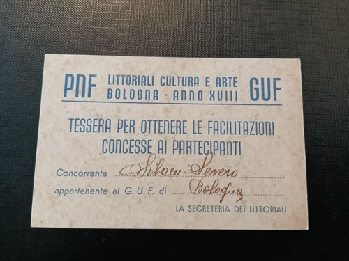 Tessera littoriali bologna - tessera,