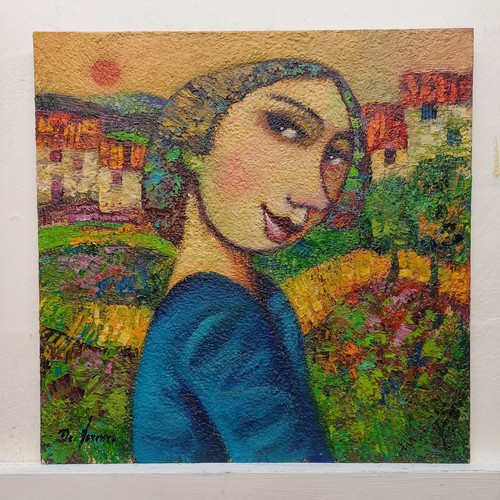Figura paesaggio quadro olio - figura,