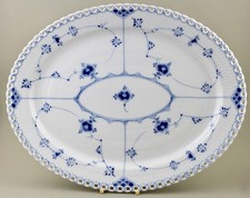 PIATTO OVALE ROYAL COPENHAGEN PORCELLANA BLU SCANALATO PIZZO PIENO 37 CM 14” 1148 1° 