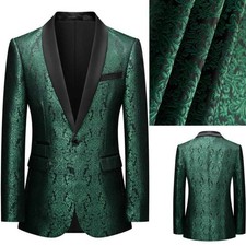 Tuta uomo jacquard verde nero scialle bavero giacca monopetto festa moda