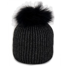 Cappello nero pon pon